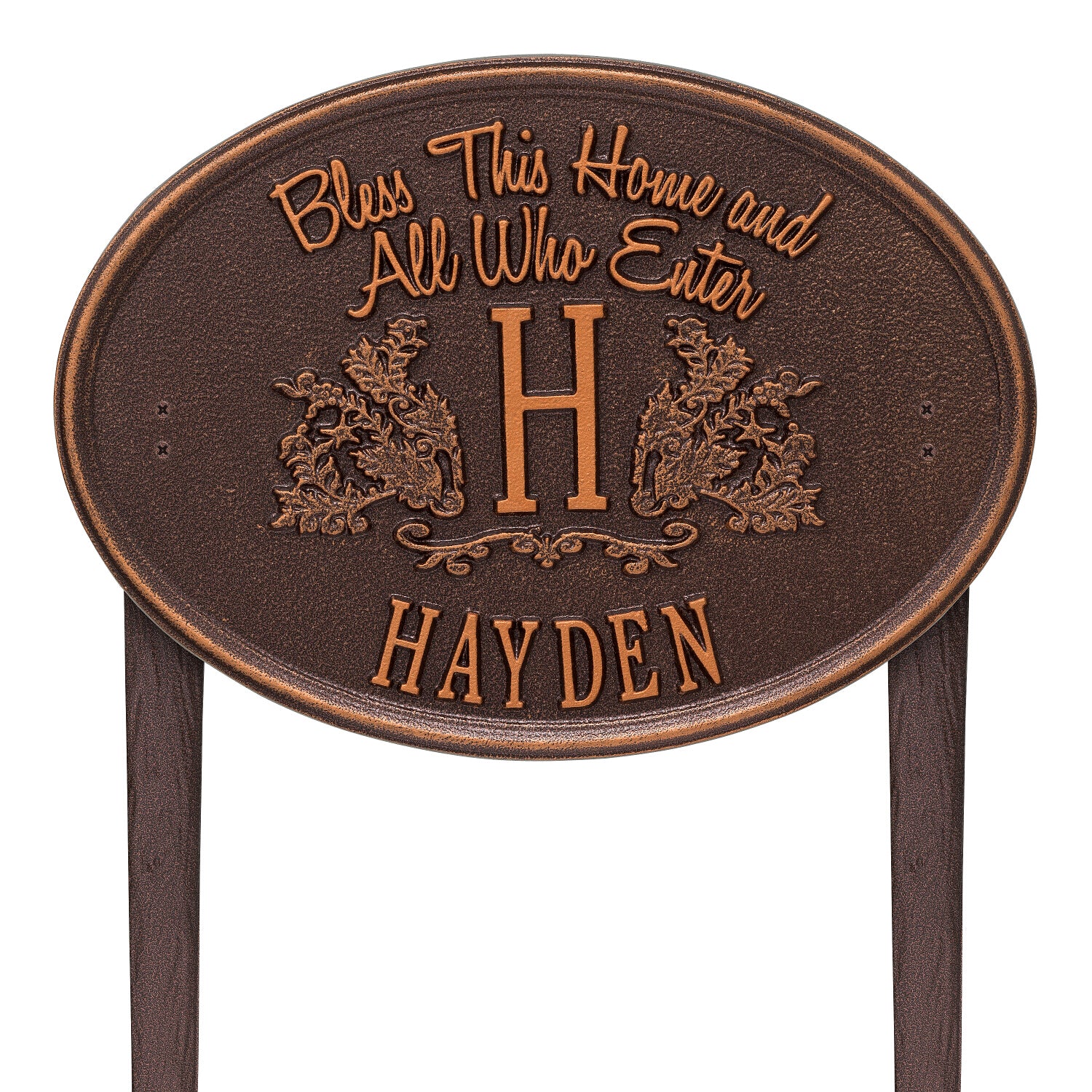 Bless This Home Monogram Oval Personalized Plaque