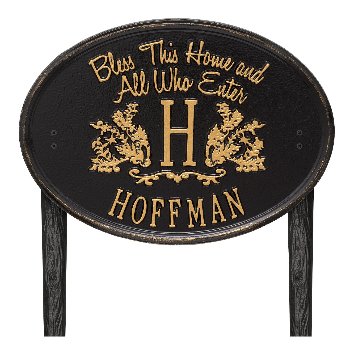Bless This Home Monogram Oval Personalized Plaque