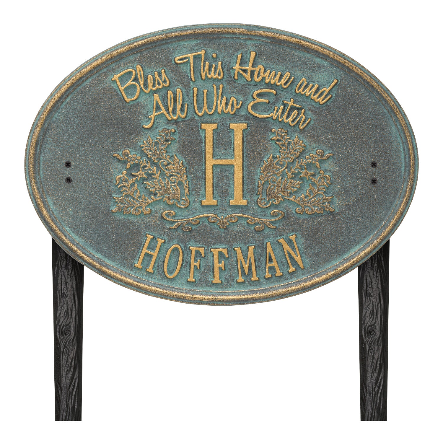 Bless This Home Monogram Oval Personalized Plaque
