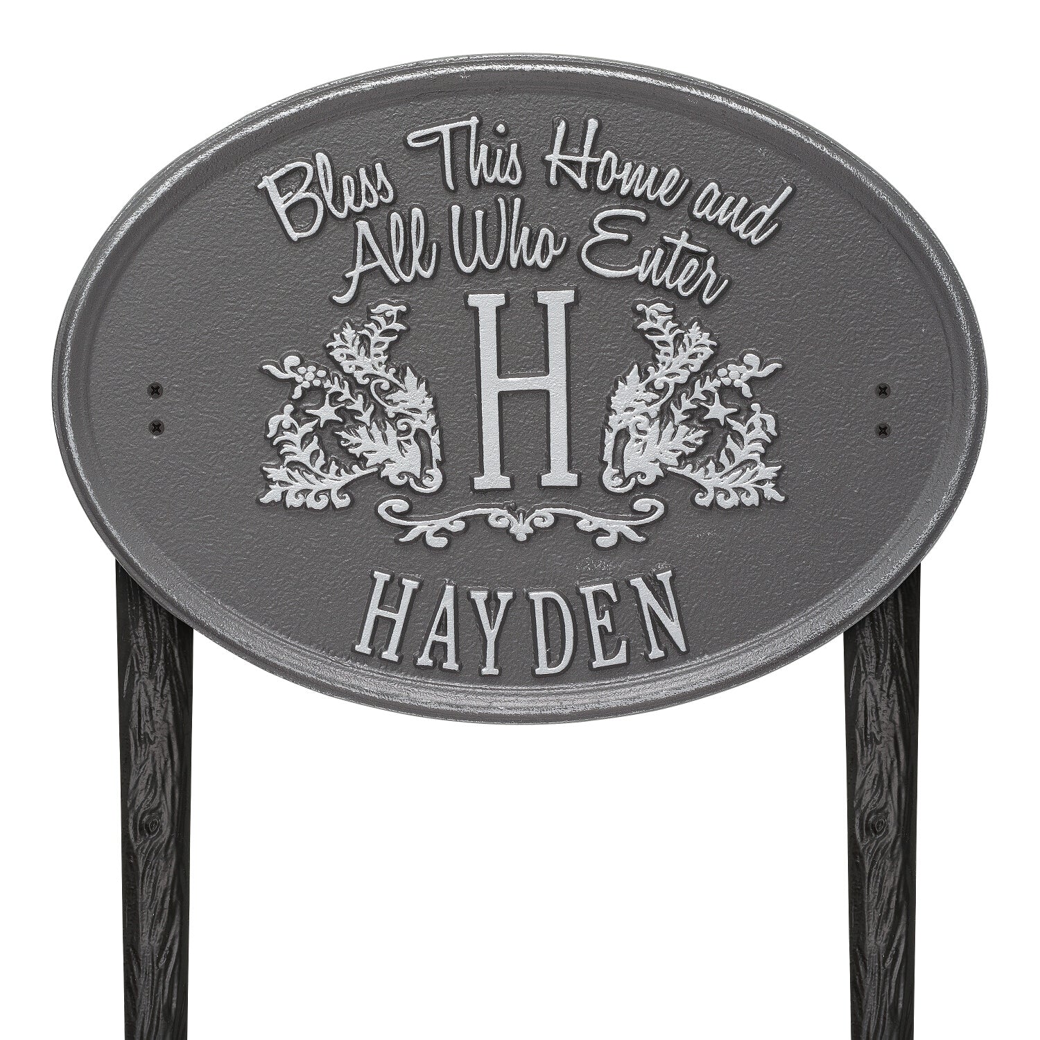 Bless This Home Monogram Oval Personalized Plaque
