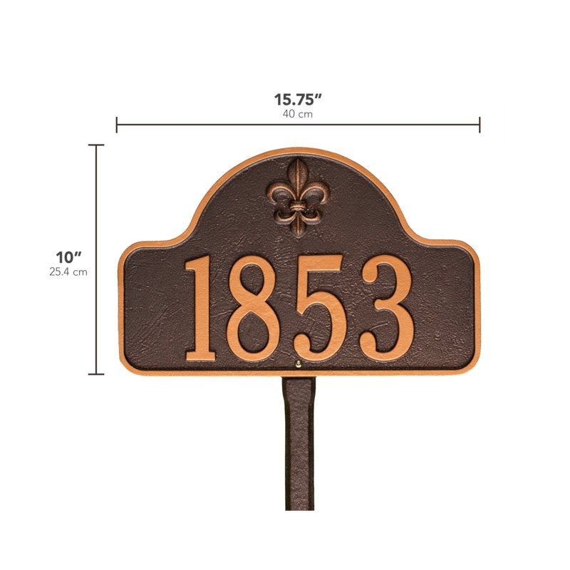 Lexy Fleur-de-lis Arch 1 Line Lawn Plaque
