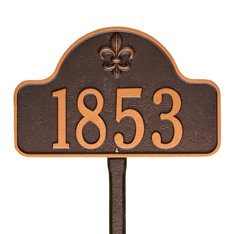 Lexy Fleur-de-lis Arch 1 Line Lawn Plaque