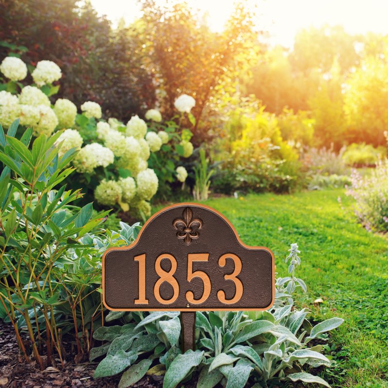 Lexy Fleur-de-lis Arch 1 Line Lawn Plaque