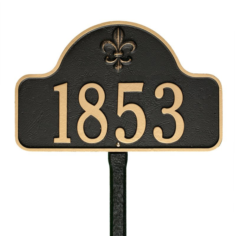 Lexy Fleur-de-lis Arch 1 Line Lawn Plaque