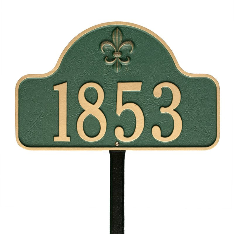 Lexy Fleur-de-lis Arch 1 Line Lawn Plaque
