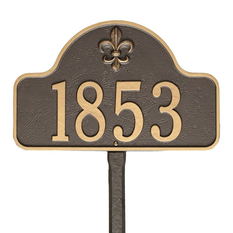 Lexy Fleur-de-lis Arch 1 Line Lawn Plaque