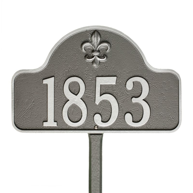 Lexy Fleur-de-lis Arch 1 Line Lawn Plaque