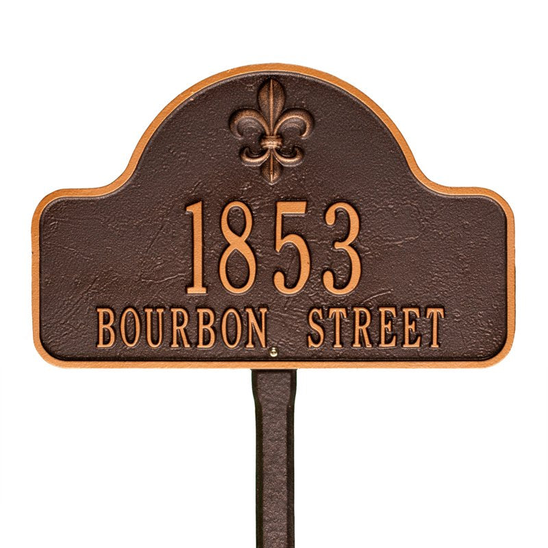 Lexy Fleur-de-lis Arch 2 Line Lawn Plaque