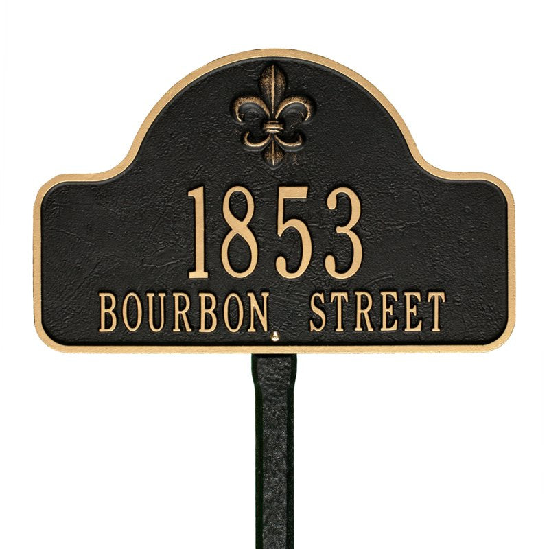 Lexy Fleur-de-lis Arch 2 Line Lawn Plaque