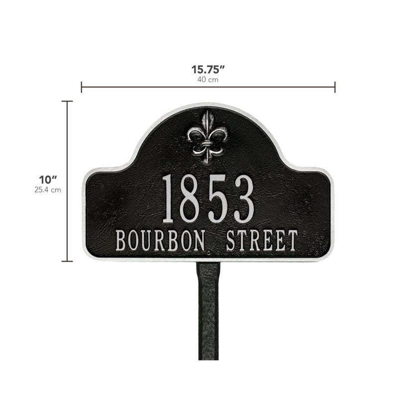 Lexy Fleur-de-lis Arch 2 Line Lawn Plaque
