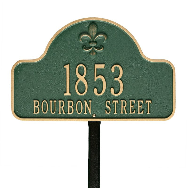 Lexy Fleur-de-lis Arch 2 Line Lawn Plaque