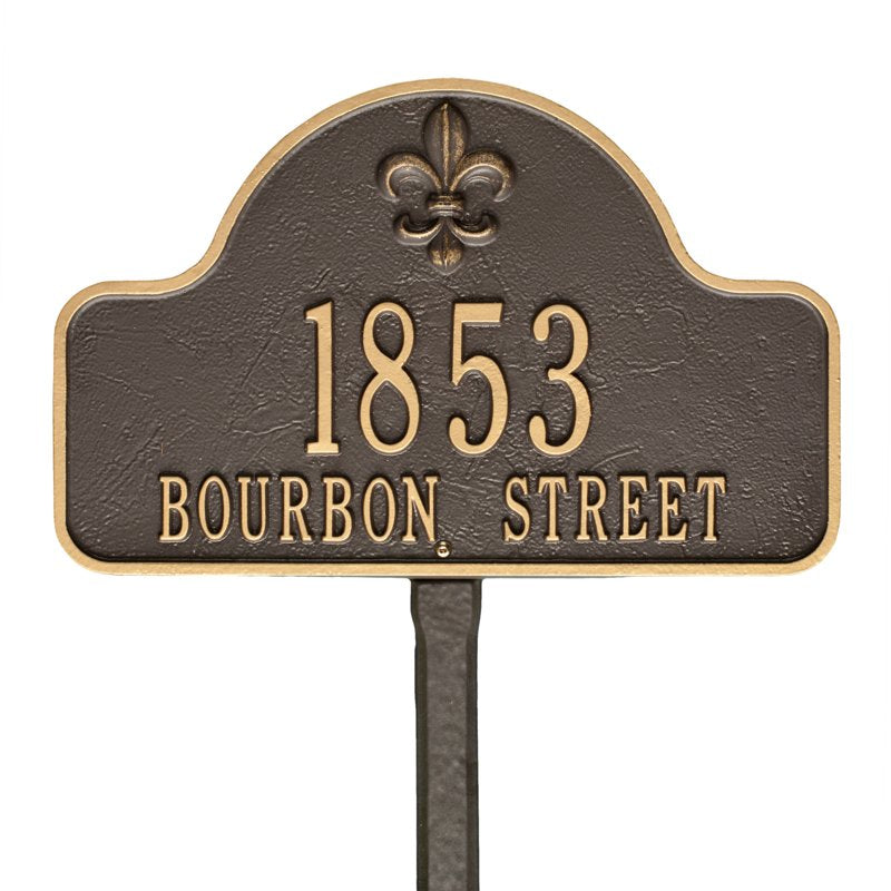 Lexy Fleur-de-lis Arch 2 Line Lawn Plaque