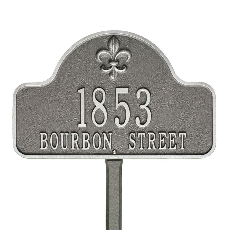 Lexy Fleur-de-lis Arch 2 Line Lawn Plaque