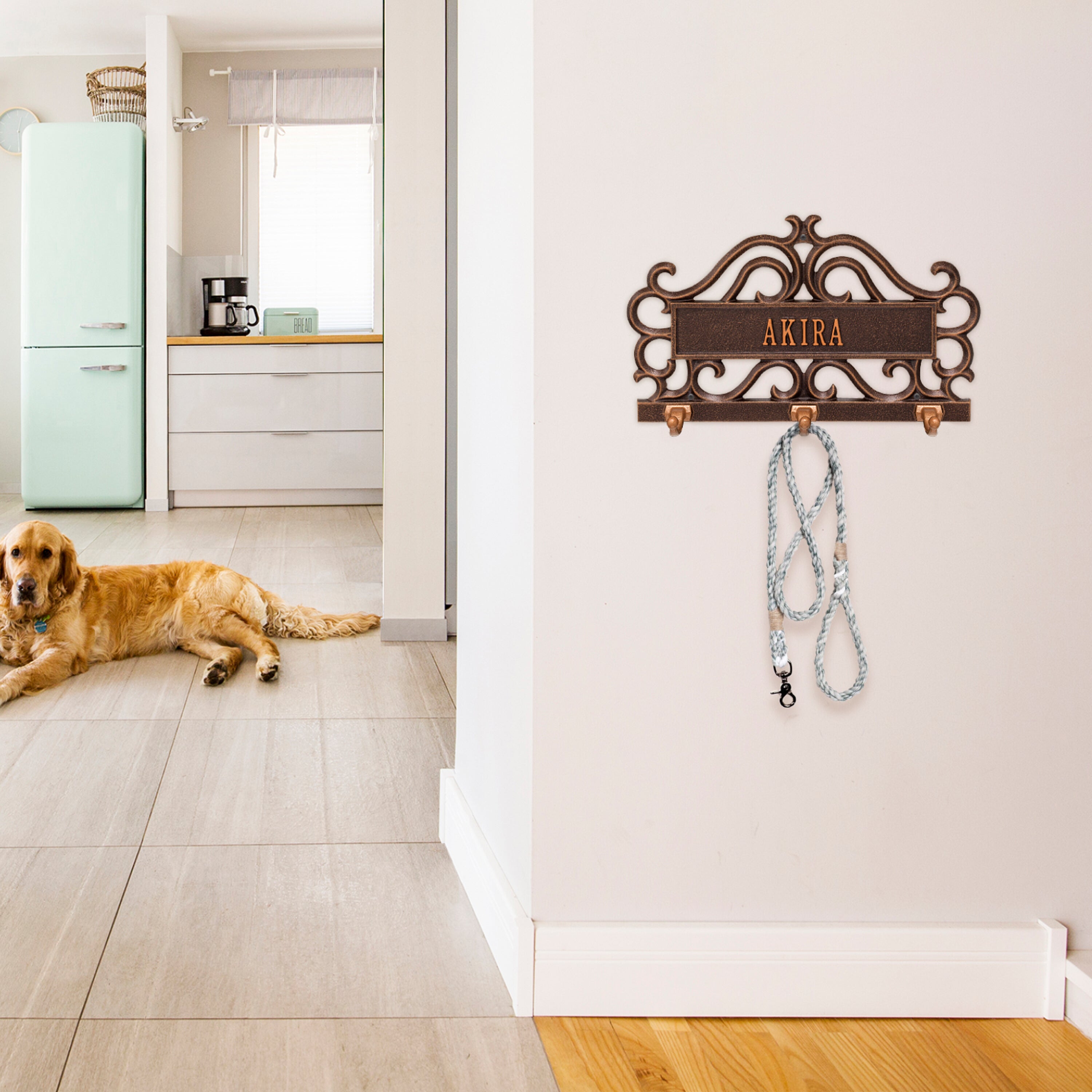 Scroll Personalized Pet Leash Hook Plaque