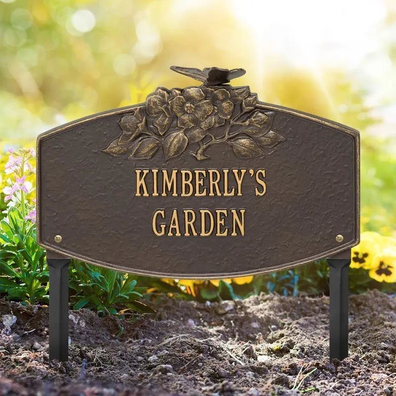 Butterfly Blossom Garden Personalized Lawn Plaque