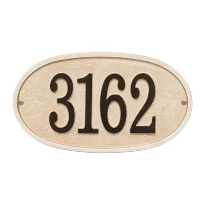 Stonework Oval House Numbers Plaque, Standard Wall 1-line
