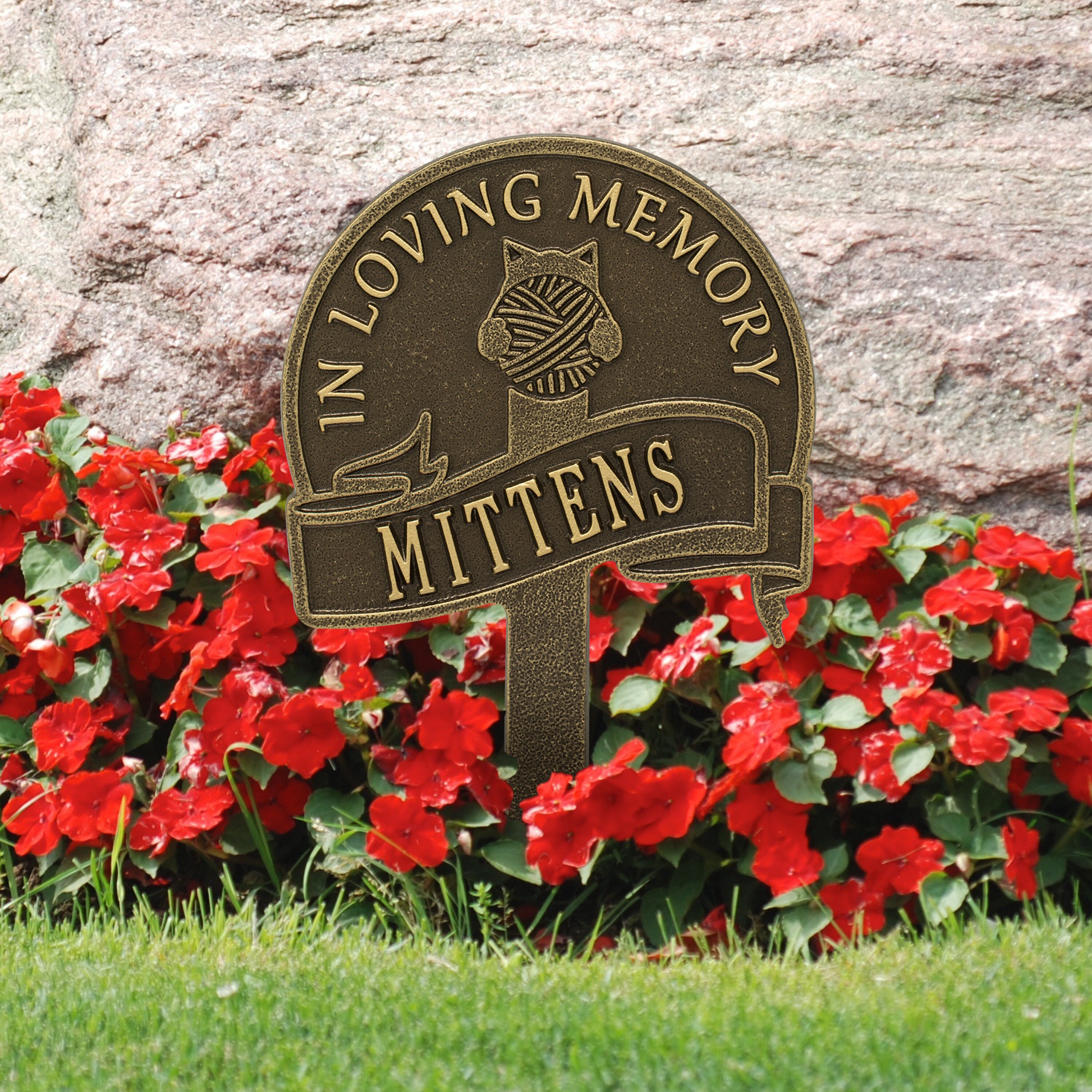 Cat with Yarn Personalized Memorial Yard Sign