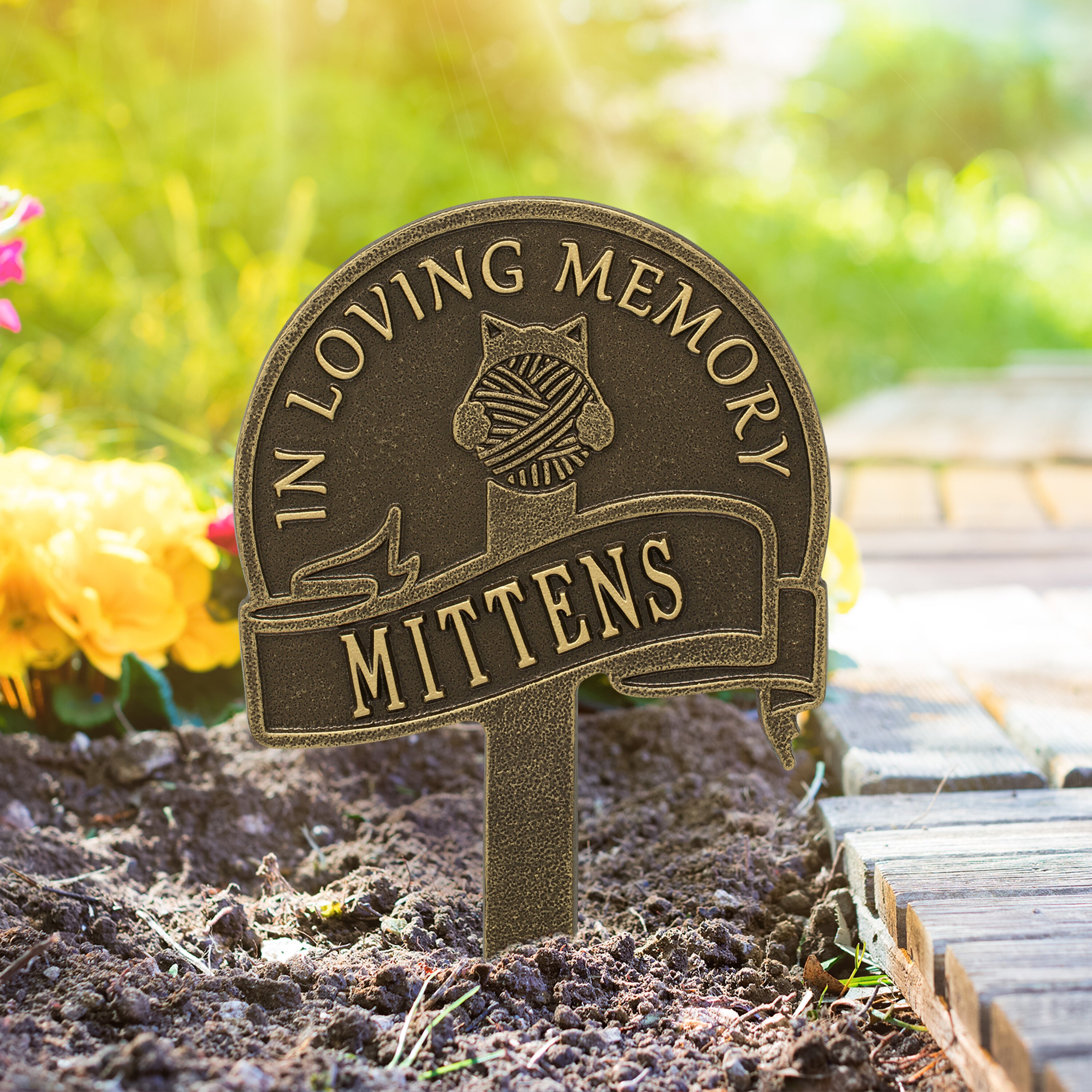 Cat with Yarn Personalized Memorial Yard Sign