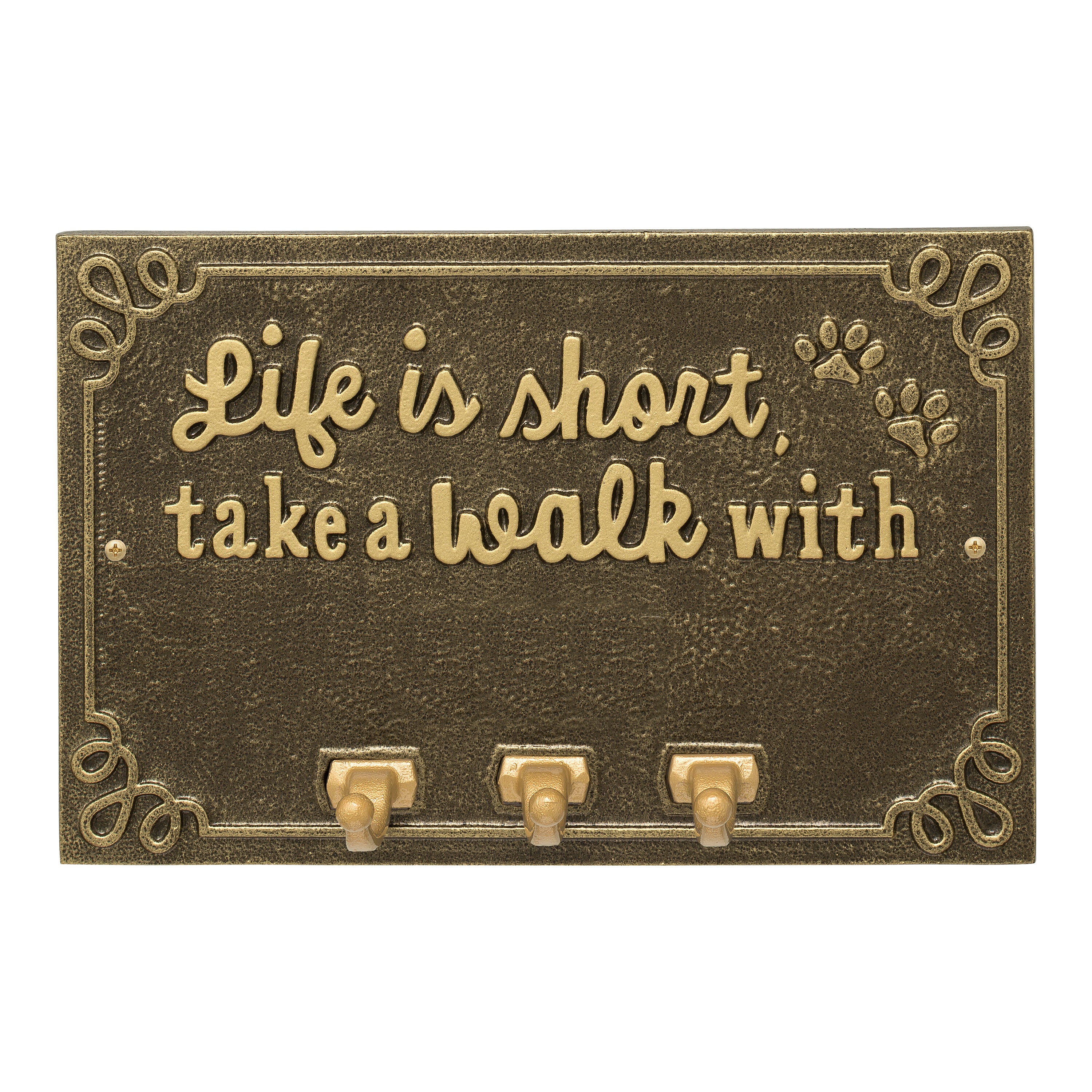 Life is Short Take a Walk Personalized Wall Sign with Leash Hooks