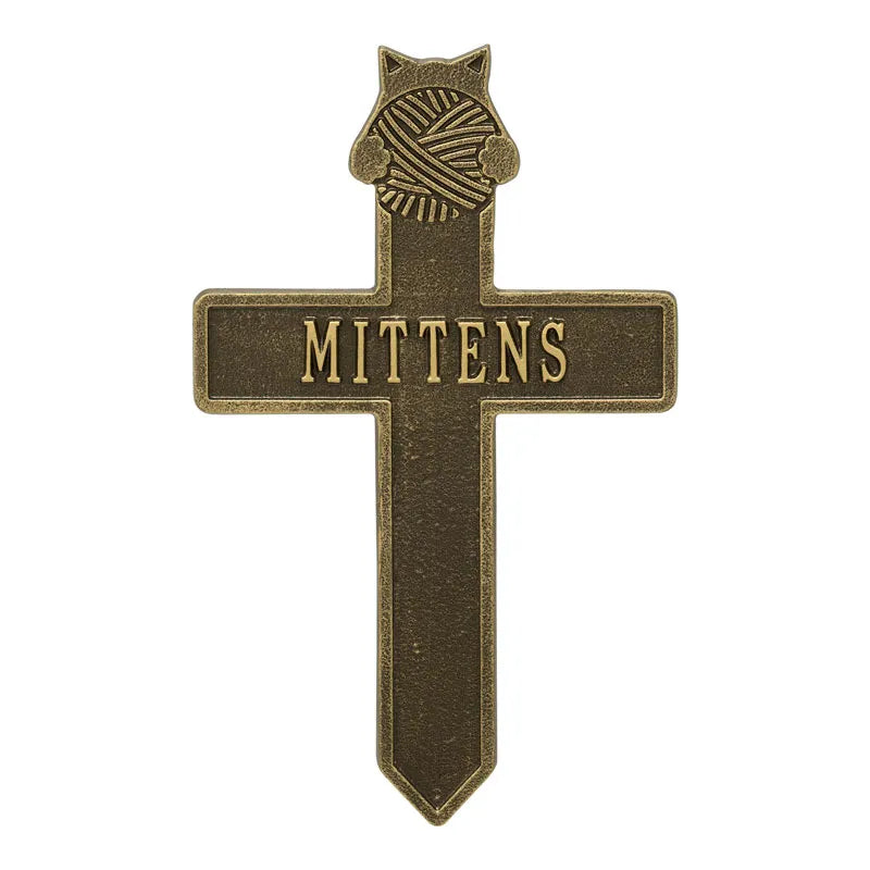 Kitten with Yarn Personalized Memorial Cross