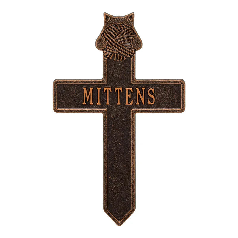 Kitten with Yarn Personalized Memorial Cross