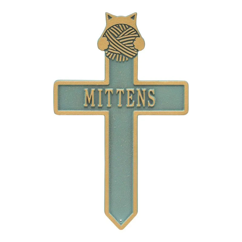 Kitten with Yarn Personalized Memorial Cross
