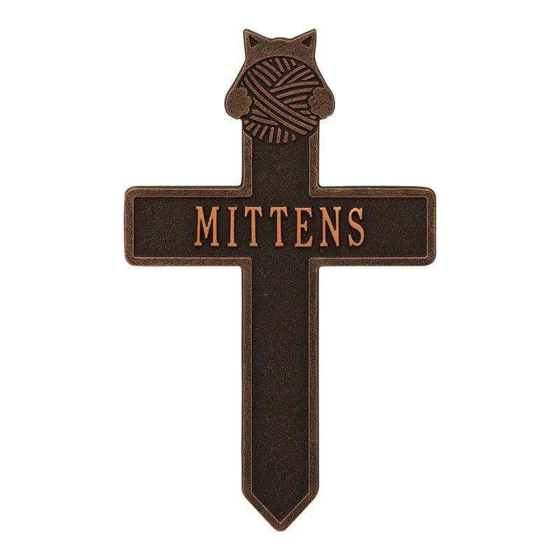 Kitten with Yarn Personalized Memorial Cross