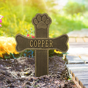 Dog Paw and Bone Personalized Memorial Cross