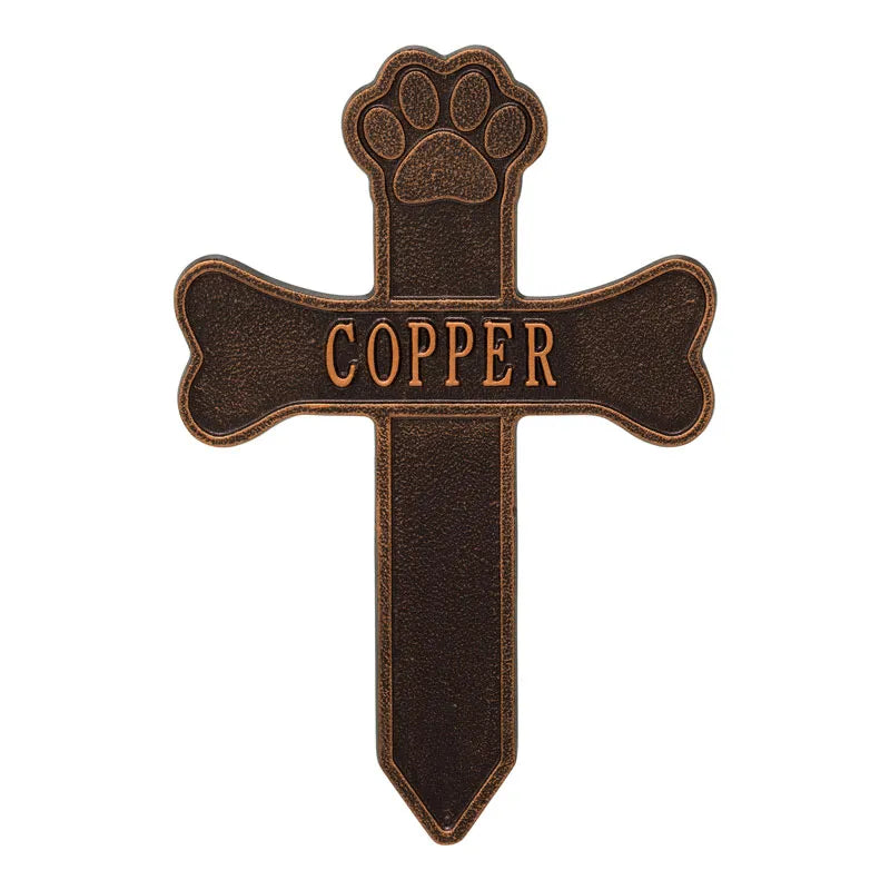 Dog Paw and Bone Personalized Memorial Cross