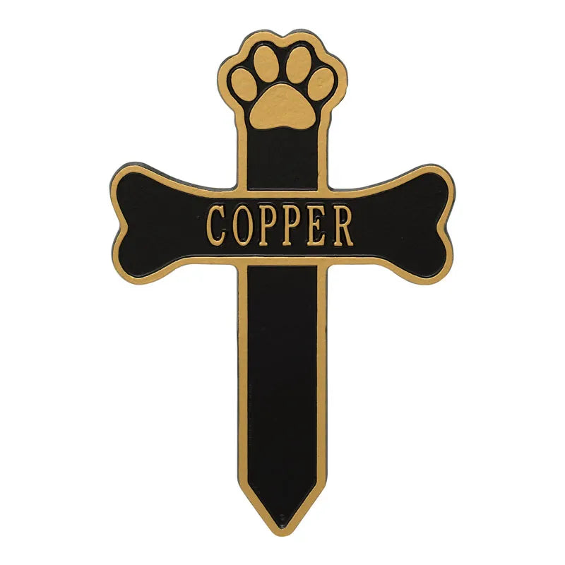 Dog Paw and Bone Personalized Memorial Cross