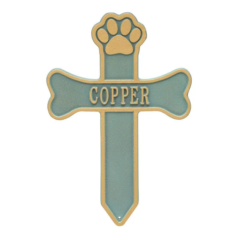 Dog Paw and Bone Personalized Memorial Cross
