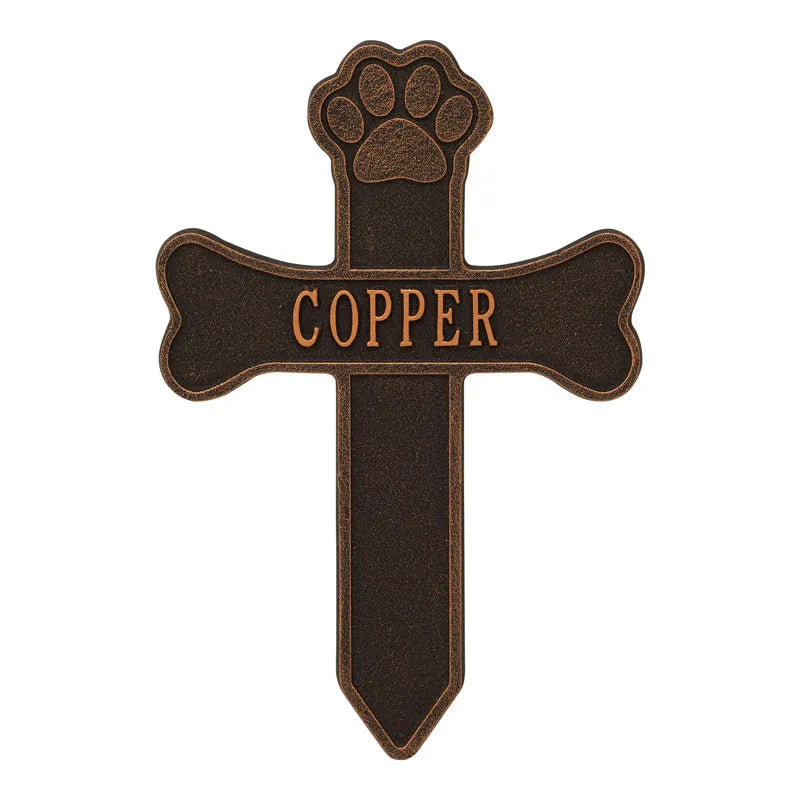 Dog Paw and Bone Personalized Memorial Cross
