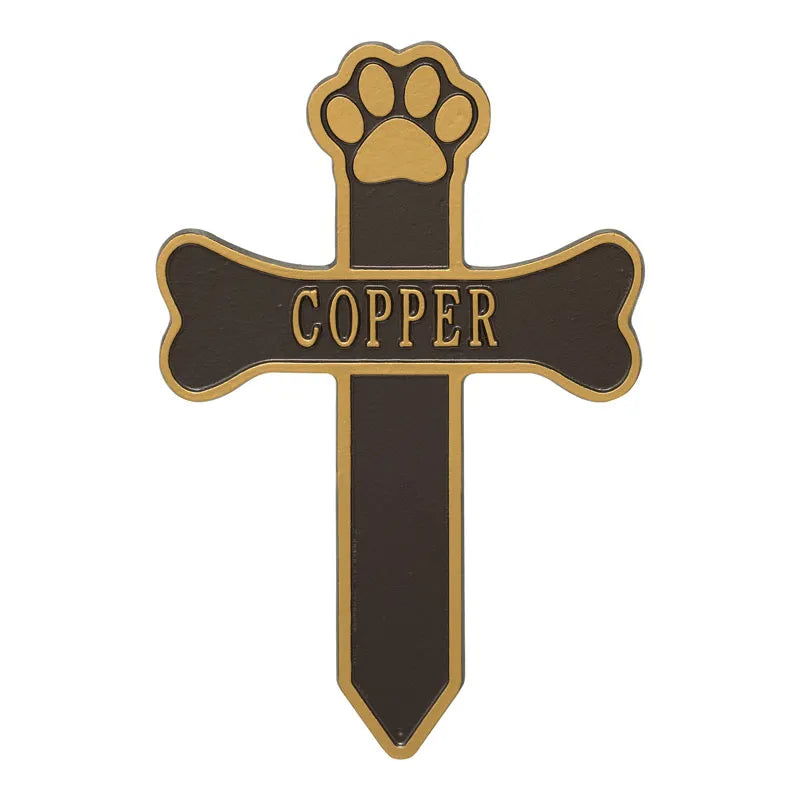 Dog Paw and Bone Personalized Memorial Cross
