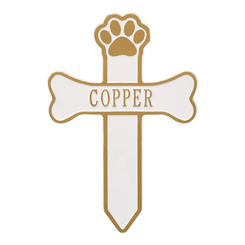Dog Paw and Bone Personalized Memorial Cross
