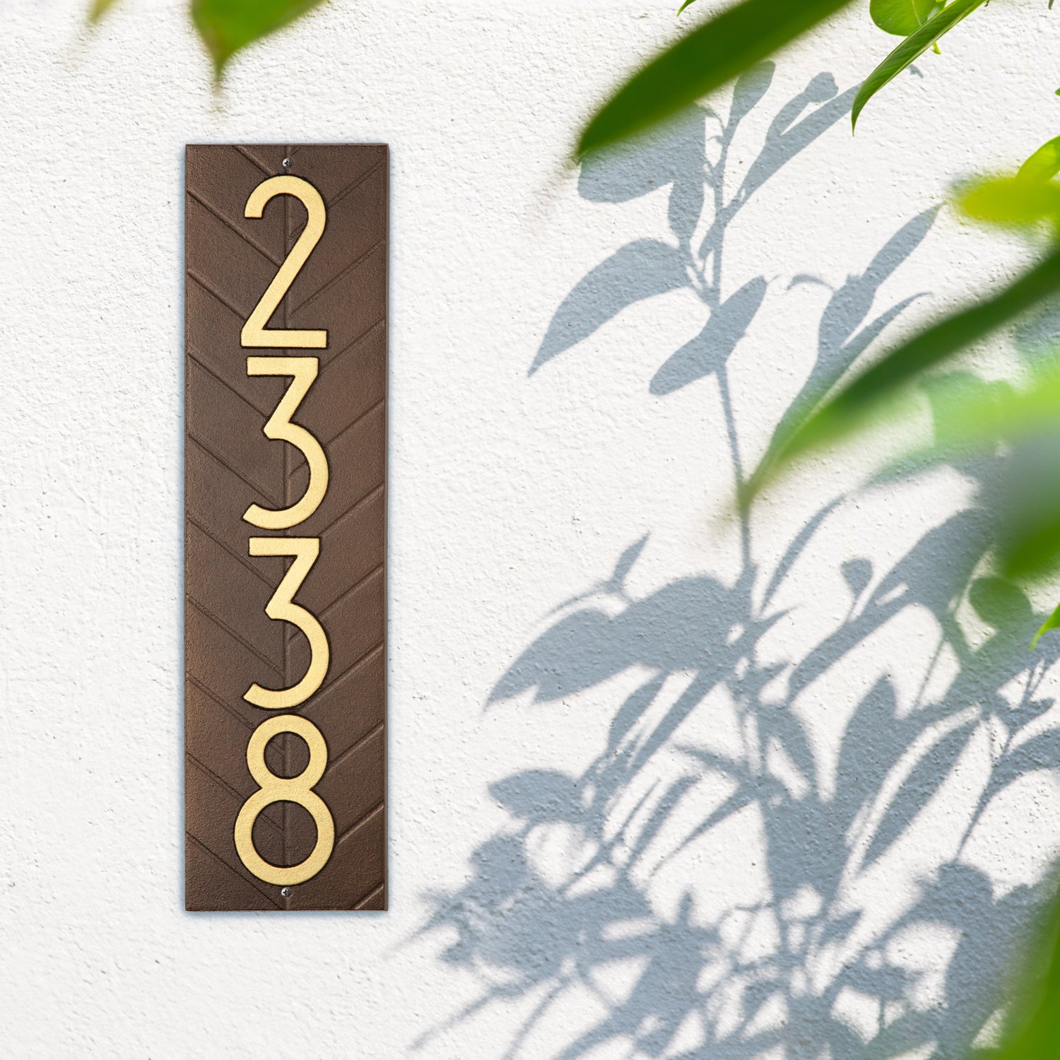 Modern Herringbone Vertical Plaque, Standard Wall 1-line