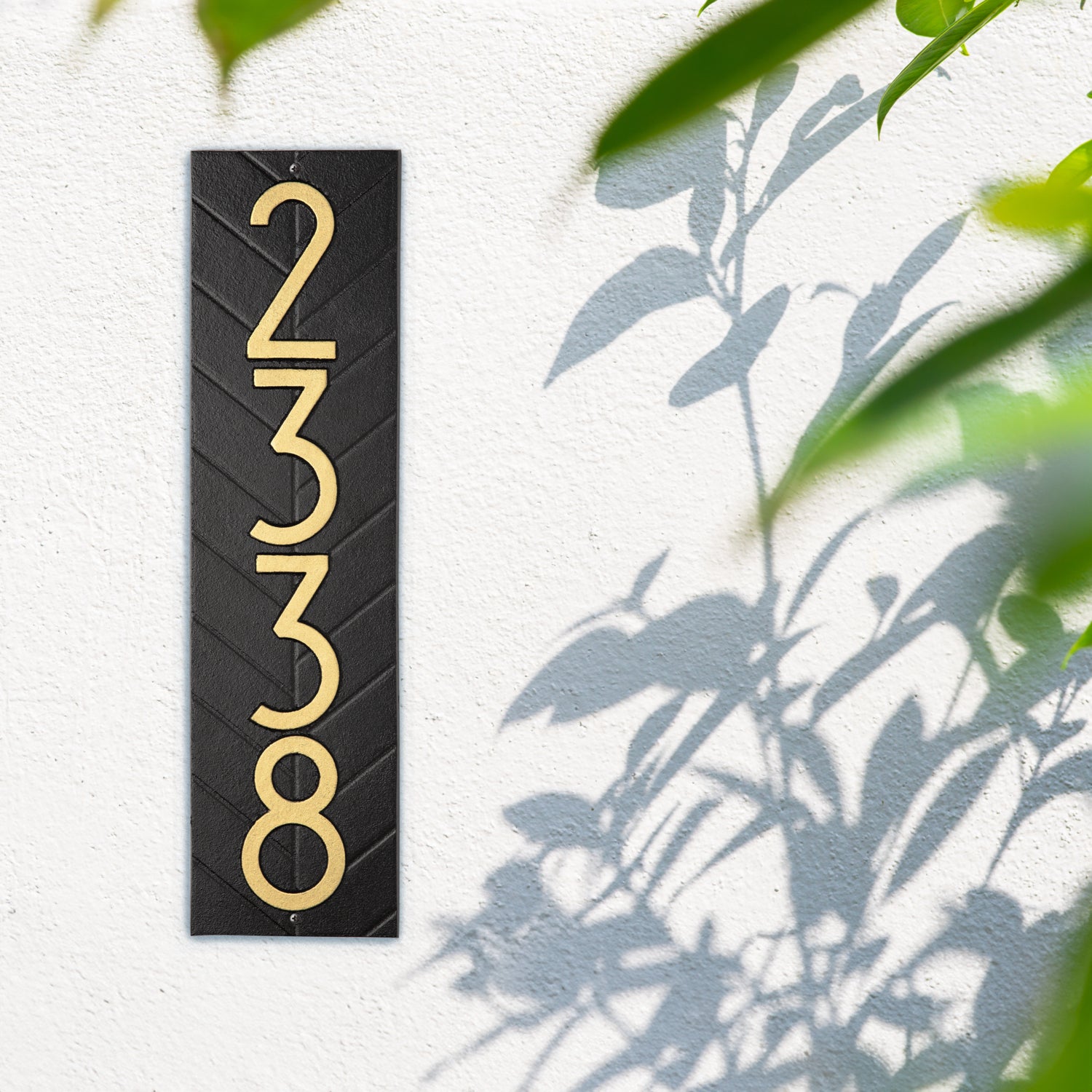 Modern Herringbone Vertical Plaque, Standard Wall 1-line