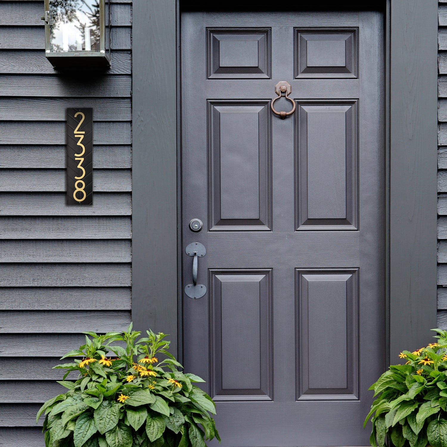 Modern Herringbone Vertical Plaque, Standard Wall 1-line