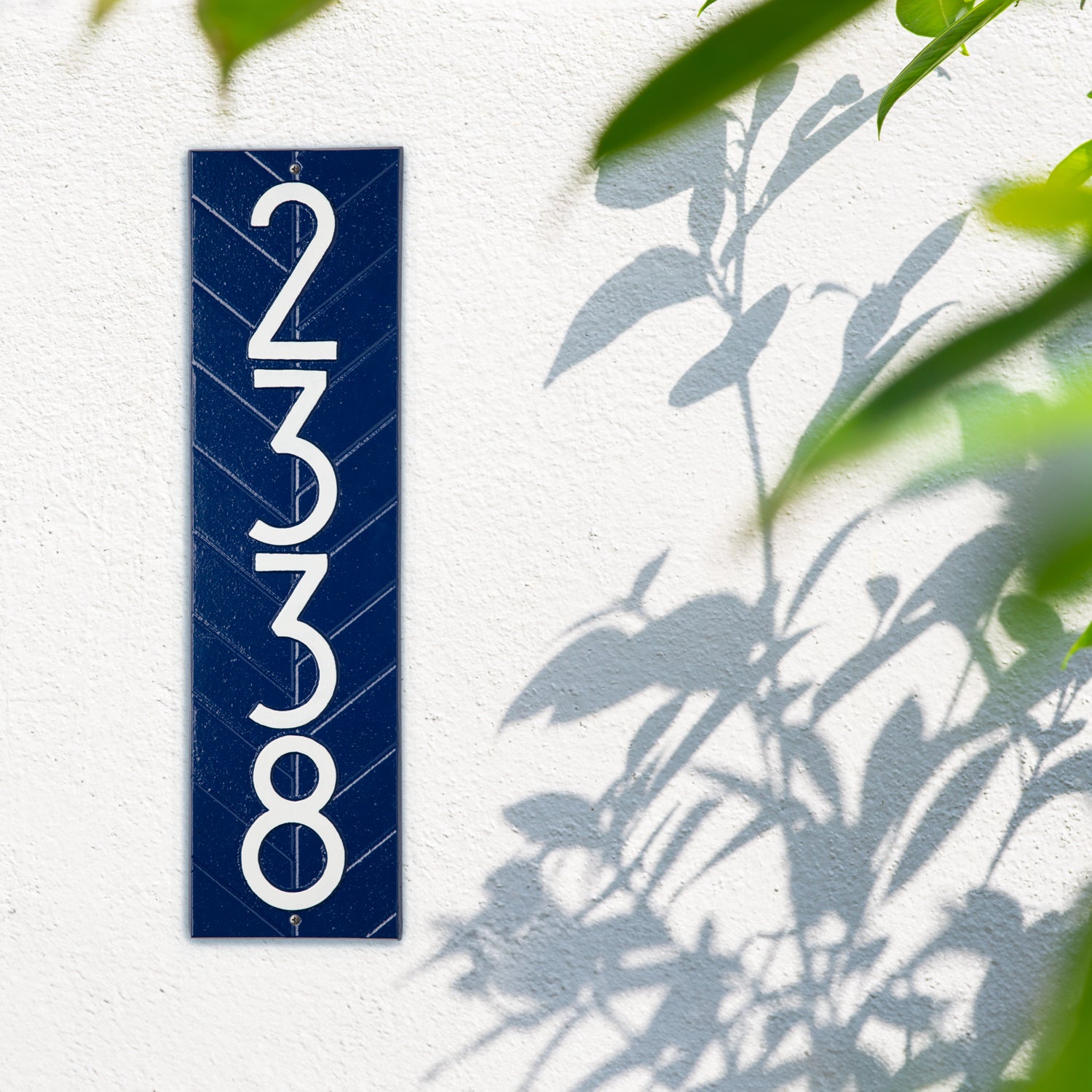 Modern Herringbone Vertical Plaque, Standard Wall 1-line