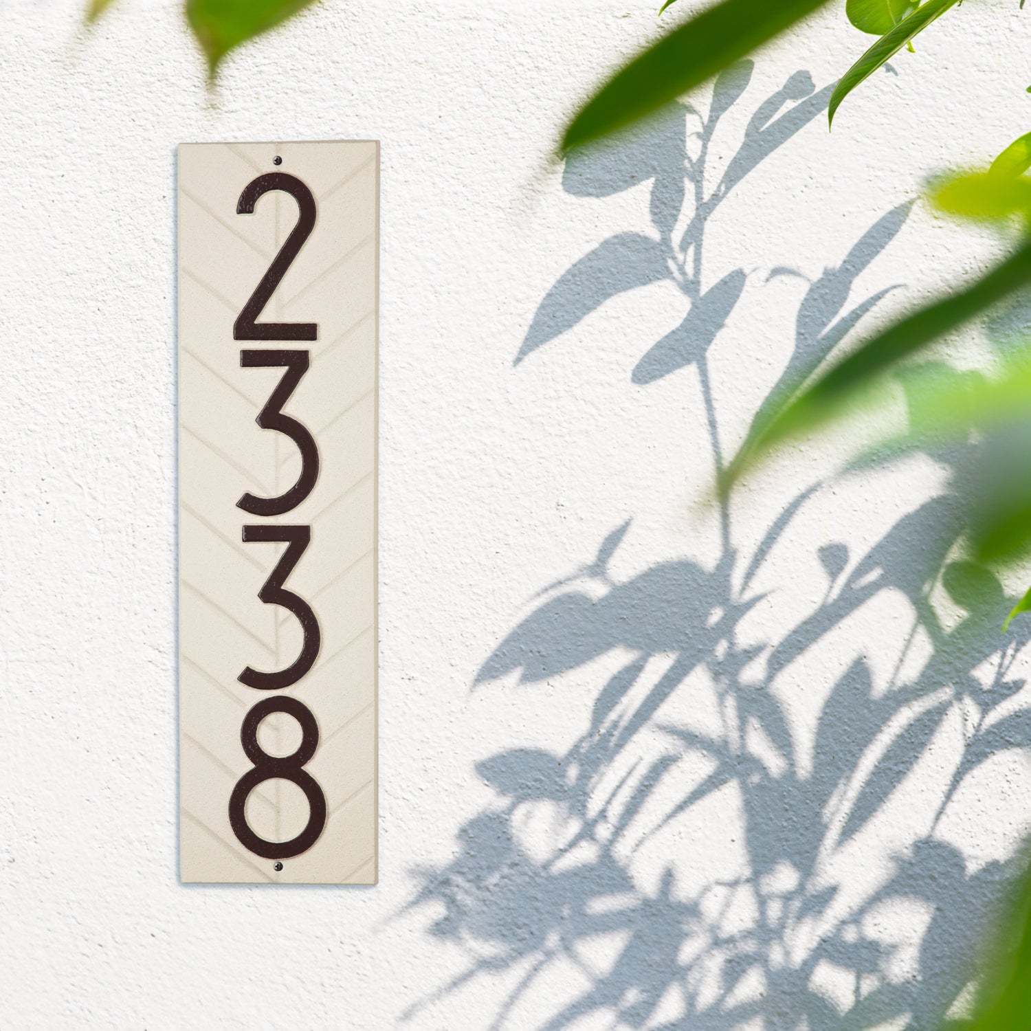 Modern Herringbone Vertical Plaque, Standard Wall 1-line