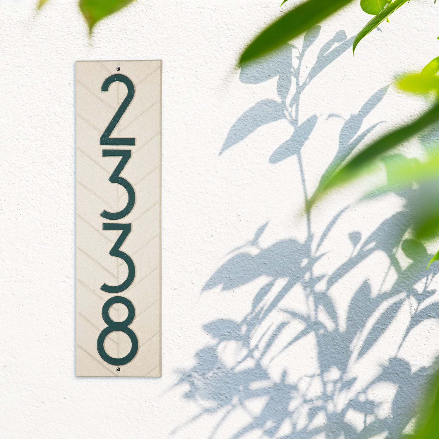 Modern Herringbone Vertical Plaque, Standard Wall 1-line