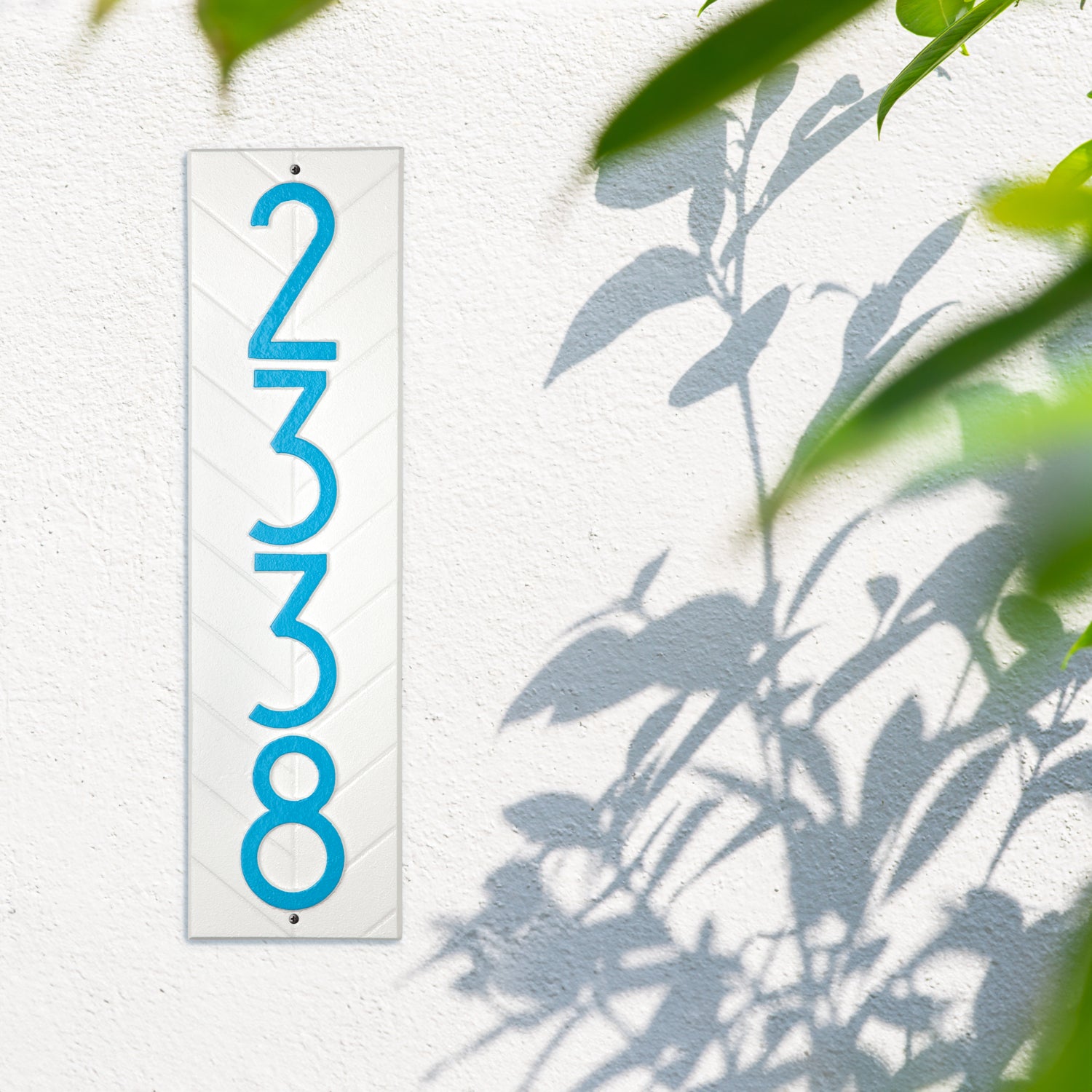 Modern Herringbone Vertical Plaque, Standard Wall 1-line