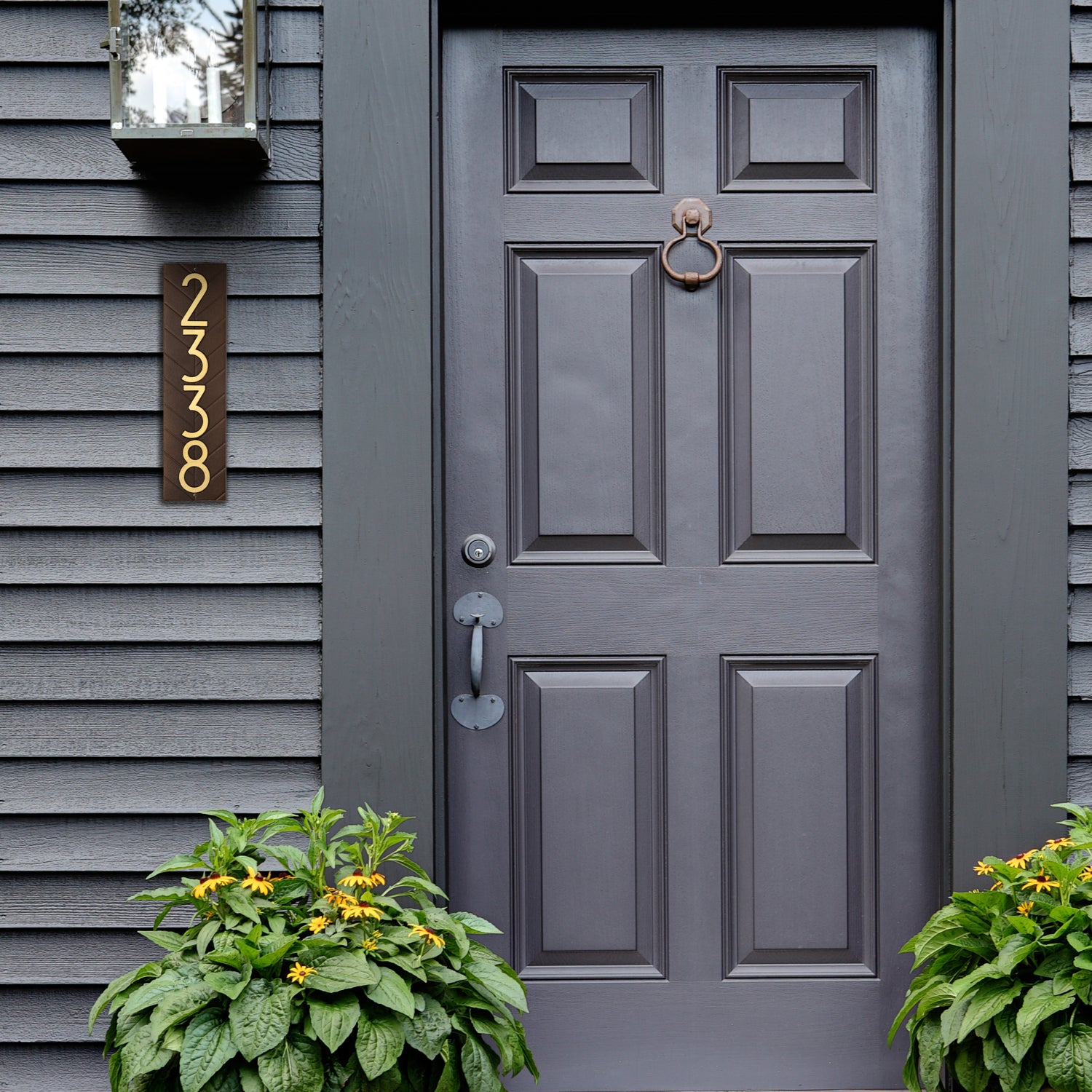 Modern Herringbone Vertical Plaque, Standard Wall 1-line