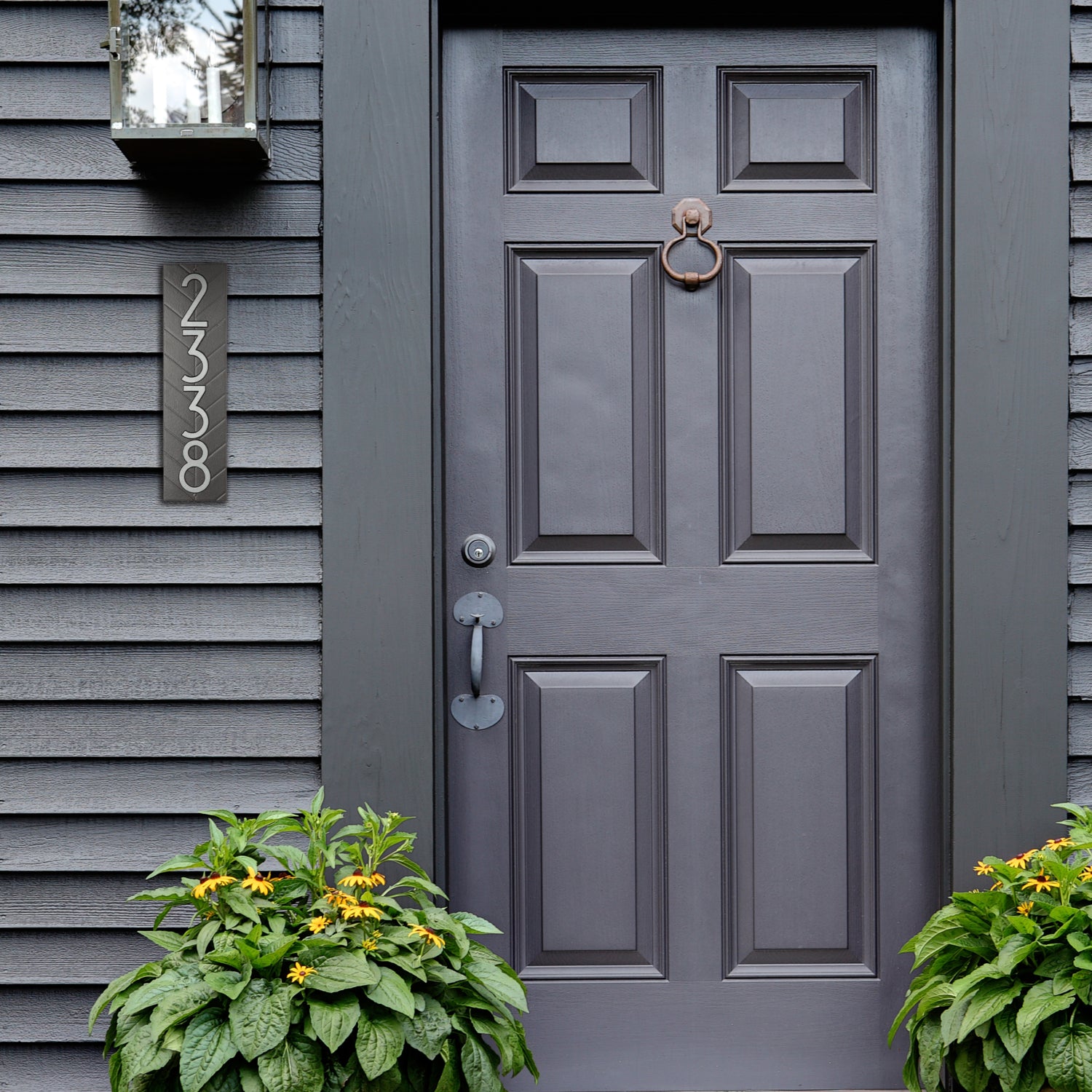 Modern Herringbone Vertical Plaque, Standard Wall 1-line