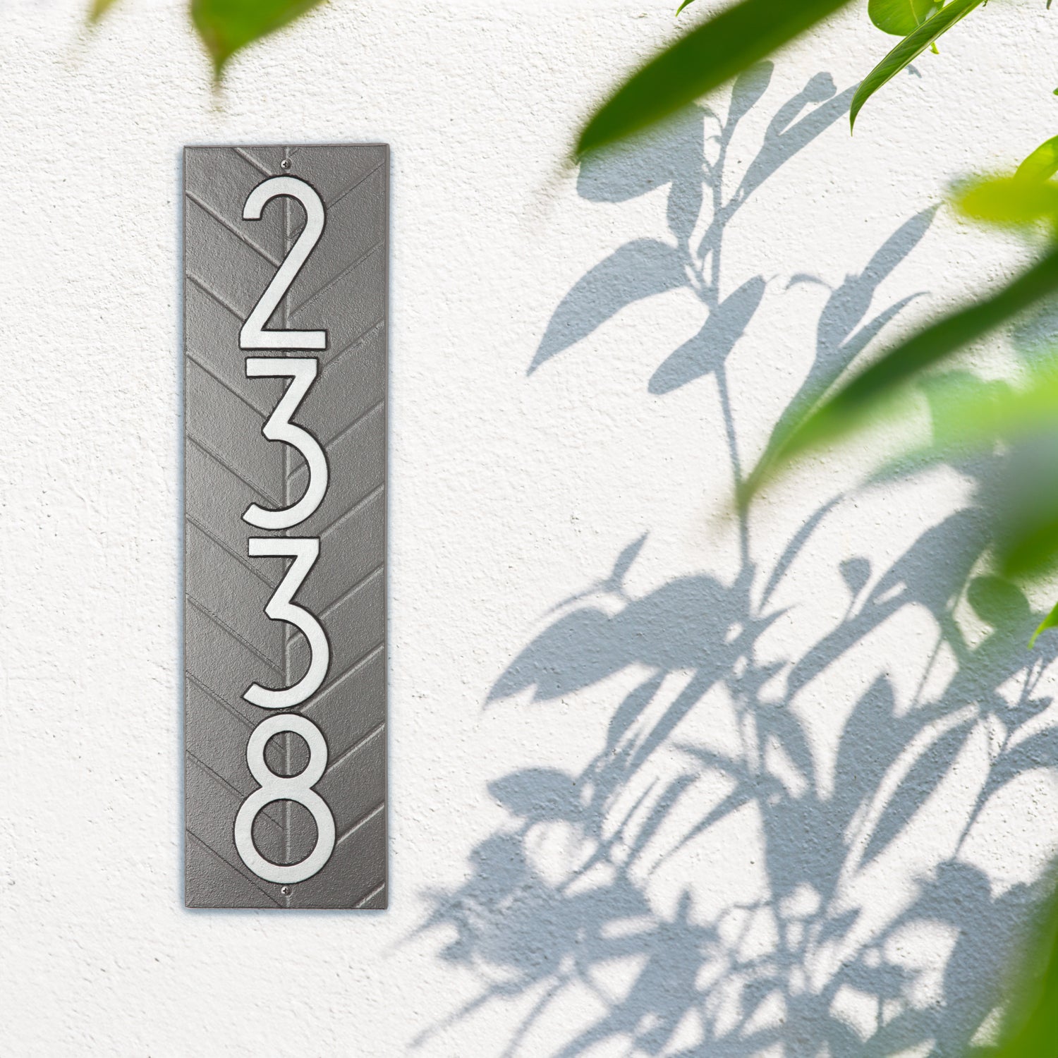 Modern Herringbone Vertical Plaque, Standard Wall 1-line