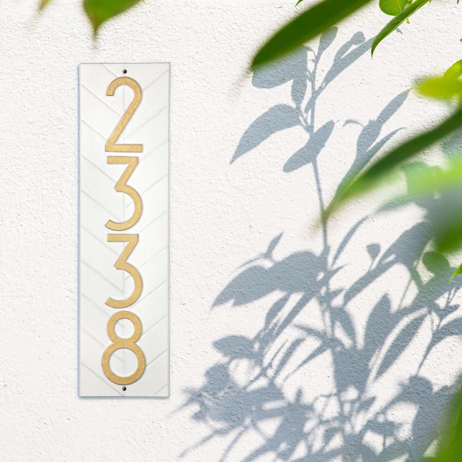 Modern Herringbone Vertical Plaque, Standard Wall 1-line