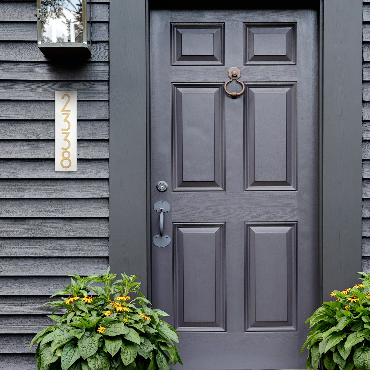 Modern Herringbone Vertical Plaque, Standard Wall 1-line