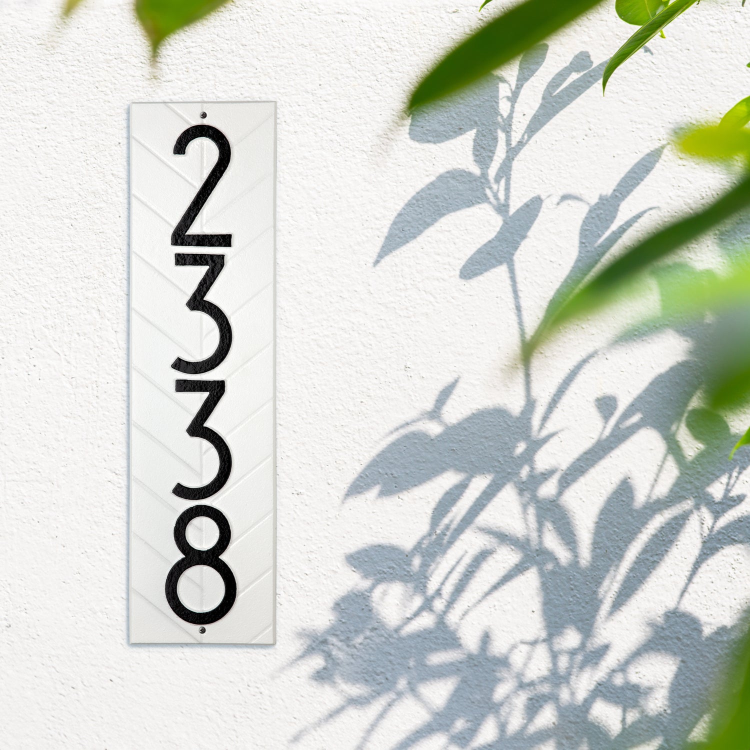 Modern Herringbone Vertical Plaque, Standard Wall 1-line