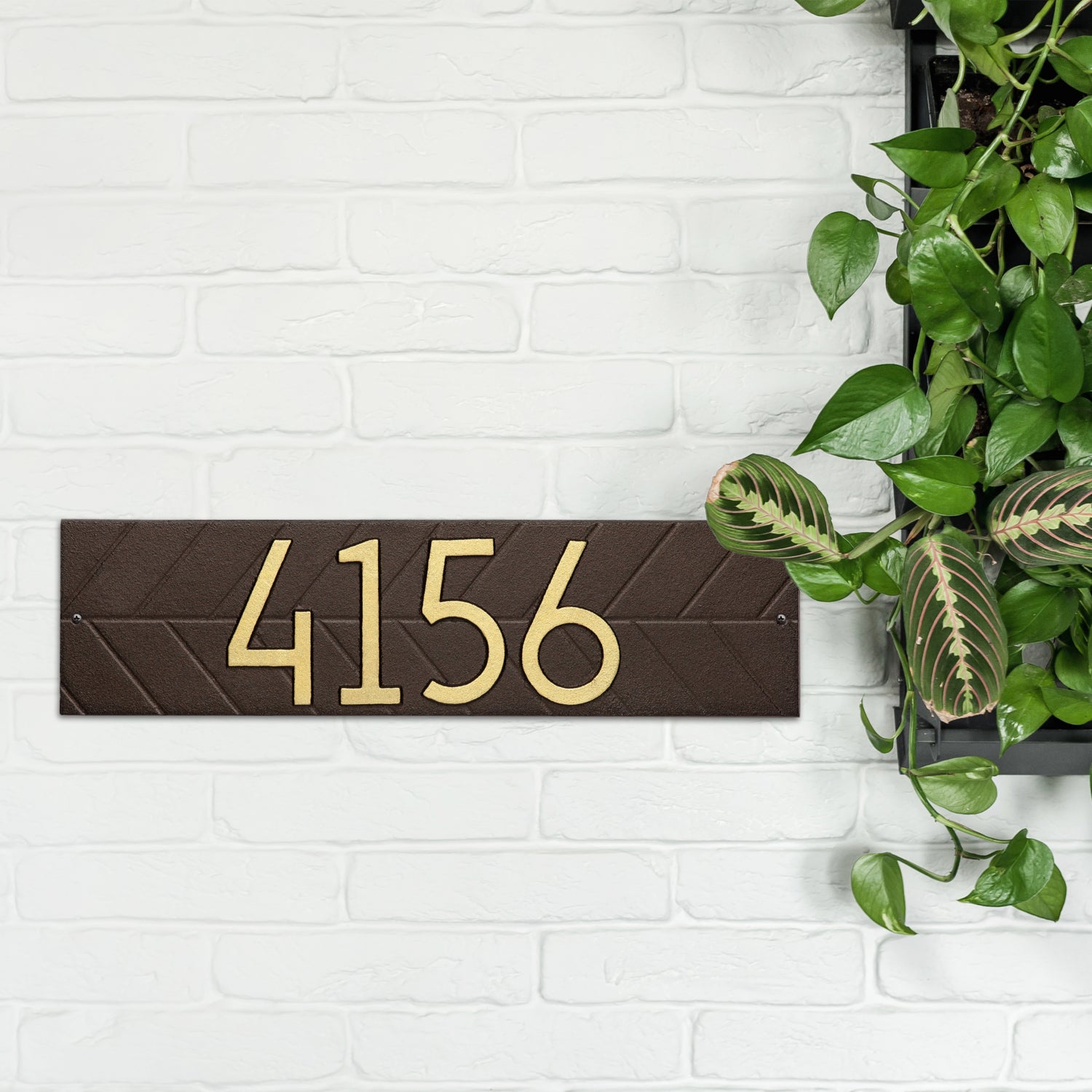 Modern Herringbone Horizontal Plaque, Standard Wall 1-line