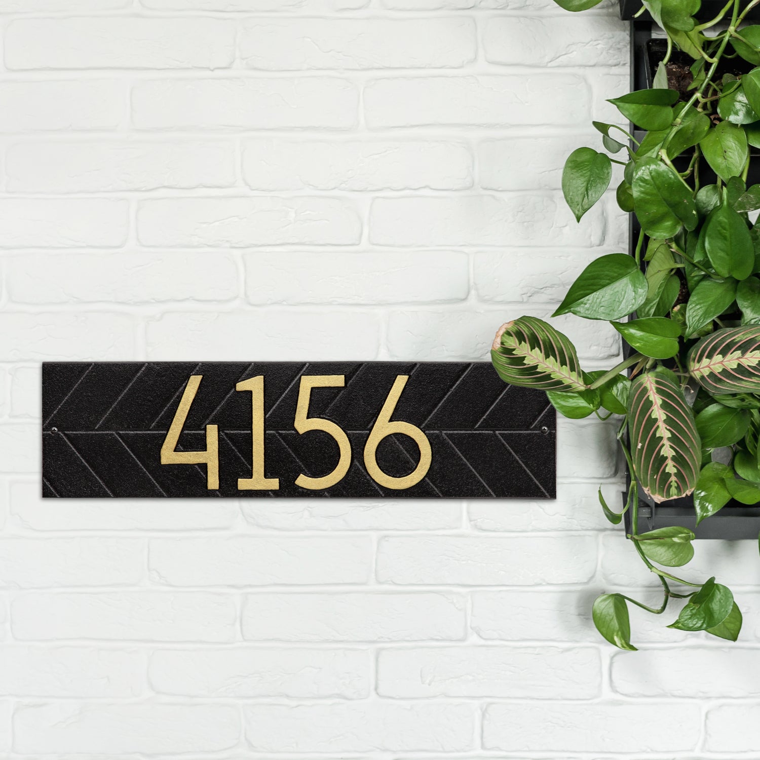 Modern Herringbone Horizontal Plaque, Standard Wall 1-line