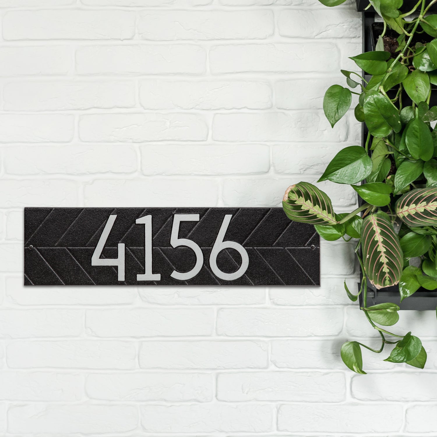 Modern Herringbone Horizontal Plaque, Standard Wall 1-line